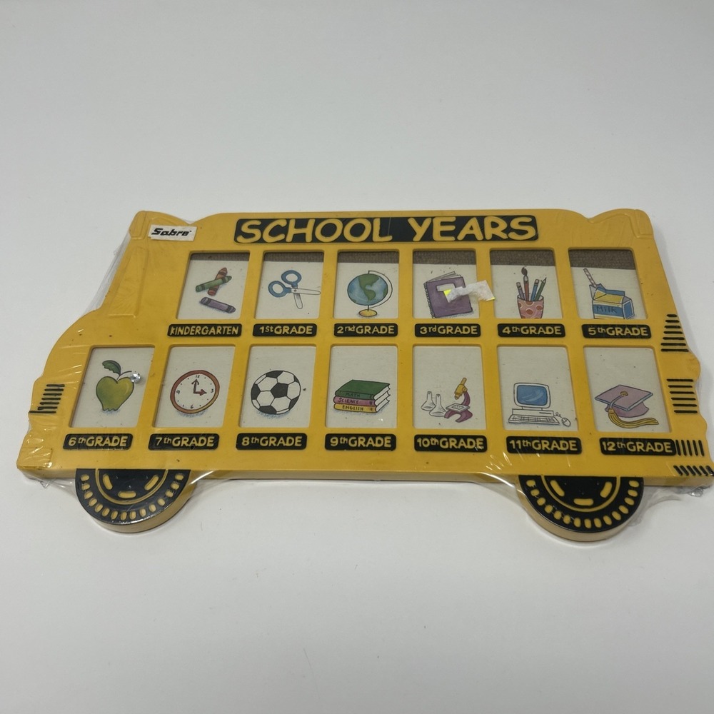 NEW Vintage SABRE School Bus Picture Frame School Years K-12 Photo Memory Keeper